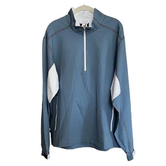 FootJoy WindShirt Jacket Mens Sz Large Blue  White Long Sleeve Half Zip Pullover - Picture 10 of 10